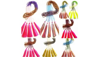 crystal small beads colorful design tassels necklaces wholesale